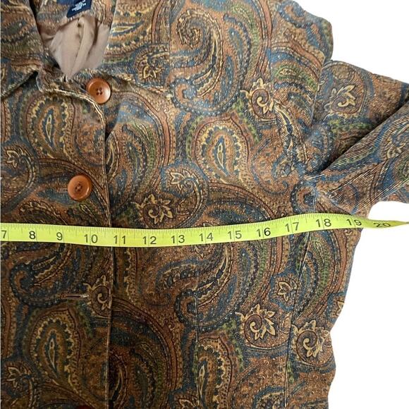 Jones New York Signature Blazer Jacket Womens 6 Brown Paisley Corduroy Button Up - Picture 7 of 12